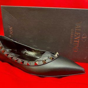 Authentic Valentino Noir Flat Studded Pumps